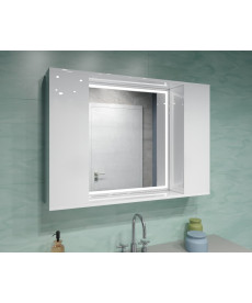 Шкаф LED (100*70) ШК28 с зеркалом  и двумя дверцами